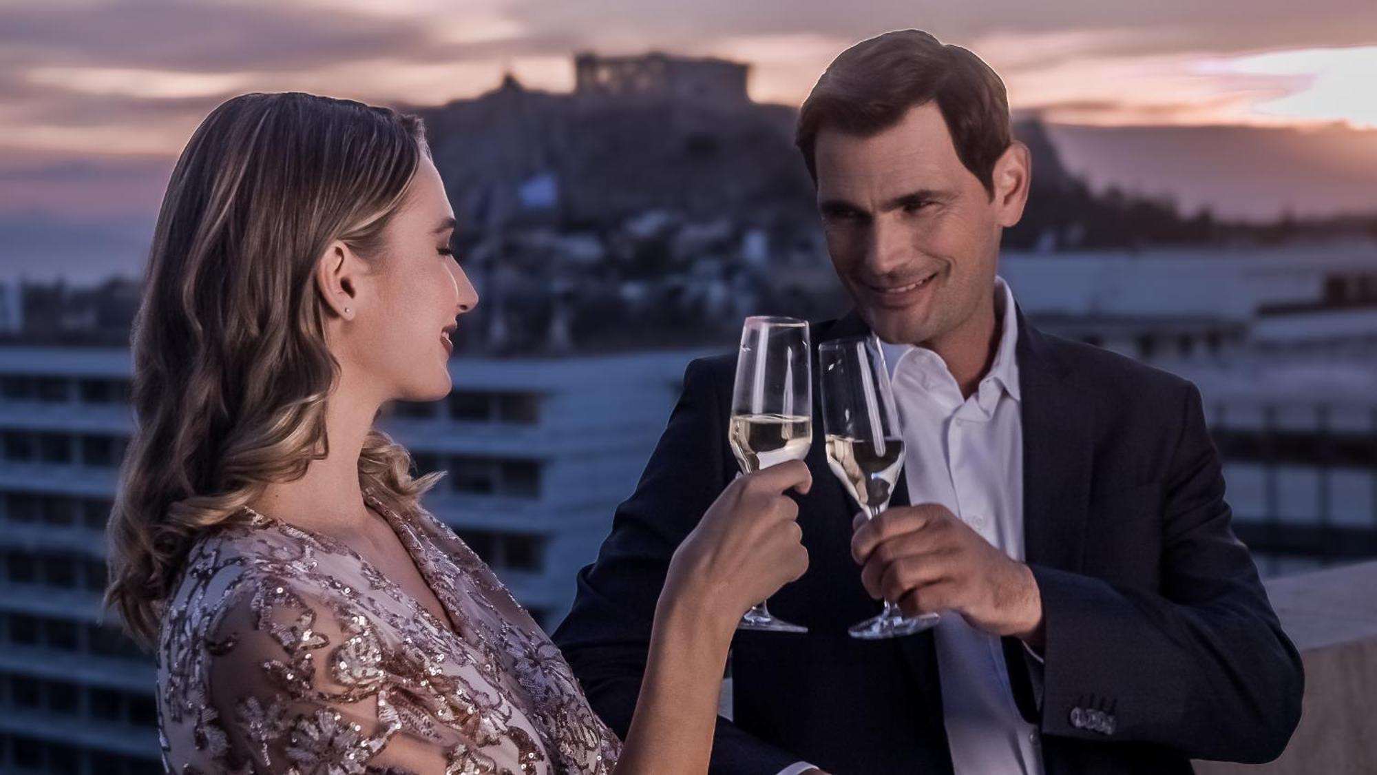 Njv Athens Plaza Hotel Exterior photo A couple toasting with champagne